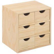 Kommode aus roher Kiefer – 28 x 20 x 28 cm – 6 Schubladen