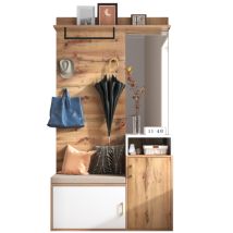 Ensemble D'Entrée Comprenant 4 Patères, Un Miroir, Un Meuble À Chaussures, Un Portemanteau Mural, Une Étagère Supérieure Et Un Banc. (il Ne S'Agit Pas