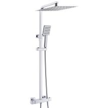 Auralum Max Sistema Doccia Chrome Set Completo Con Termostato, Set Doccia Con Soffione A Pioggia Da 12 Pollici, Doccetta E Asta Doccia Regolabile, 