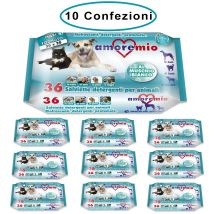 Amore Mio Salviette Detergenti Per Cani Gatti E Cuccioli Al Muschio Bianco 10 Confezioni Da 36 Salviette