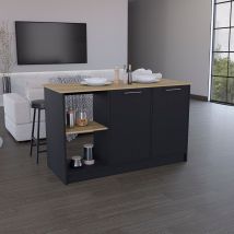 Tuhome Concept - Ilot De Cuisine Enebro En Mélaminé Avec 2 Portes Et 6 Étagères, Multicolore, 90 Cm X 150 Cm X 64 Cm