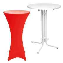 Table Haute D'Extérieur Sylt, Pliable, Ø70cm, Rouge, Avec Housse
