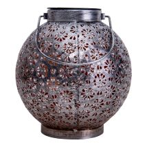 Näve Solar-gartenleuchte Led Mit Dämmerungssensor Blumenmuster 19 Cm Silber Dekorative Leuchten