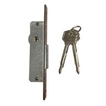 Cerradura de montante para encajar 903 14 – Frontal acero niquelado 16x156 mm – Incluye 2 llaves en cruz