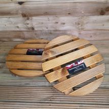 Pack Of 2 Tom Chambers Handcrafted Heavy Duty Round Traditional Wood Garden Patio Plant Flower Pot Stand Caddy Trolley Dolly On Strong Metal Castor 