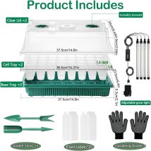 Serre Pour Plantes Kit,2 Pièces 80cells Plateau De Semis,kit De Culture Serre Avec Led Luminosité Réglable,température Et Humidité Réglables,avec 