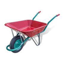 Carretilla de obra roja 85 L – Hierro y chapa – Neumática – Ideal para construcción y transporte de líquidos o sólidos