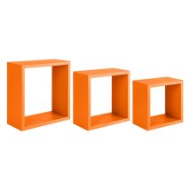 Estantes De Pared Cúbicos Conjunto De 3 Pc Mod. Incubo Naranja