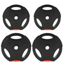 Disques De Poids - Sportnow - 2 X 5 Kg Et 2 X 7,5 Kg - Trois Poignées Avec Trous De Ø 25 Mm - Couverture En Polypropylène - Noir