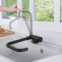 Hochdruck Küchenarmatur Schwarz Umklappbar 360° Drehbar, Hochdruck Wasserhahn Küche Aus Edelstahl, Vorfenster Spültischarmatur Klappbares Mit 