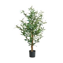 Olivo Artificiale 100 Cm, Pianta Decorativa Con Foglie E Olive Realistiche Per Soggiorno, Camera Da Letto O Ufficio