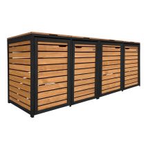Axi Lex Cache Poubelle En Bois Marron/noir - Abri Poubelle Pour 4 Conteneurs - Max. 240l - Abri Poubelle Extérieur Avec Excellente Ventilation