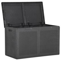 Maisonchic - Cofre De Almacenaje Para Muebles De Jardín 180 Litros Ratán Pp Negro 020013017