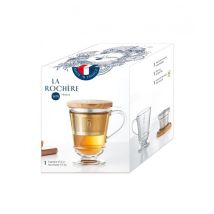 Bicchiere Abeille con infusore in vetro e coperchio in bambù – 240 ml – Lavabile in lavastoviglie – WAHAISON