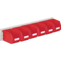 Sichtlagerkastenset H140xb920xt250mm Stahlblech/polyethylen Ku.rot 6xgr.6 - 4202.52.5413 - Rasterplan