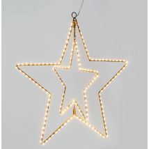 Etoile Lumineuse Double Orientable 70cm 260 Led Blanc Chaud Cable Cuivre Structure Métal Marron Lotti