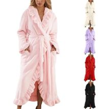 Peignoirs Femme Polaire Long Épais Grande Taille Peignoir De Bain Avec Capuche Personnalisé Chic Robe Chaud Automne Hiver Loisirs Robe De Nuit Maison 