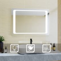 Specchio Da Bagno A Led Da Muro 100x70cm Specchio Parete Con Interruttore A Infrarossi E Anti Appannamento Specchio Da Parete Moderno Rettangolo 