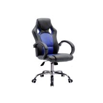 SONGMICS Sillón Gamer Ledian - Negro/Azul - Base de acero, tapizado en símil piel, dimensiones 63x65x120 cm