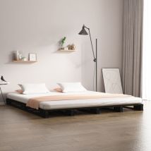 Cama De Palets Madera Maciza Pino Negra 120x190 Cm Vidaxl