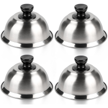 4x Cloche Pour Hamburger Inox 16 7cm, Cloche Chauffante Pour Fondre Le Fromage, Cloche De Cuisson Burger Avec, Cloche À Chaleur Pour Steak