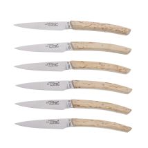 Coffret De 6 Couteaux Thiers En Acier Inoxydable – Manches En Bouleau De Norvège – Finition Beige Élégante – Compatible Lave-vaisselle – Jean Dubost