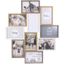 The Home Deco Factory - Home Deco Factory - Cornice Portafoto Multipla, Per 10 Foto Souvenir Alla Rinfusa, In Legno E Bianco, Decorazione Da Appendere