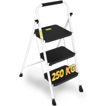 Hytama White Max Escabeau Marchepied Pliable - 3 Marches - Capacite' 150 Kg - Se'curite' - Ide'al Travaux, Peinture, Re'novation