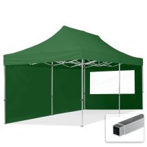 Gazebo Pieghevole Giardino 3x6m - 2 Laterali Alluminio Telo Idrorepellente Padiglione Mercati Sagre Verde