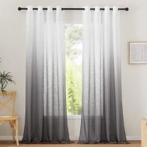 (blanc Et Gris Degradee-blanc Et Gris Dégradé)lot De 2 Rideaux Voilage Salon Gris Et Blanc Couleur Dégradée Voilages Intérieurs Rideau À Oeillets,