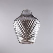 Diffusore In Vetro Soffiato Grigio Specchiato Con Decoro In Rilievo H.27 - Ø21