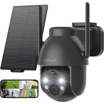 Iegeek 2k 3mp Solar-überwachungskamera Im Freien, 360 ° Ptz-überwachungskamera-batterie, 2,4 Ghz Drahtlose Überwachungskamera Mit Pir-bewegungssensor,