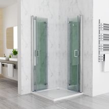 Duschkabine Falttür Eckeinstieg Duschabtrennung Esg Nano Glas, Doppeltür 100x90x197cm
