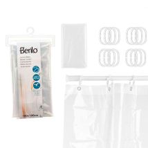 Cortina de baño 180x180 cm – PEVA transparente – Incluye anillas – Accesorios de baño