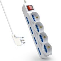 Multipresa A 12 Posti, Ciabatta Elettrica Con 12 Prese (4 Schuko/tedesche + 8 Italiane 10a/16a) - Spina Italiana 16a - Potenza 250v/2500w - Cavo Da 