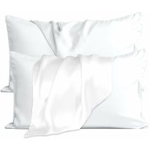 Set Di 2 Federe In Poliestere 50x75 Cm Per Capelli E Pelle. Federa Con Cerniera Bifacciale (bianco)