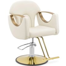Physa - Poltrona Da Parrucchiere Con Poggiapiedi 55 - 65 Cm 180 Kg Crema Poltrona Da