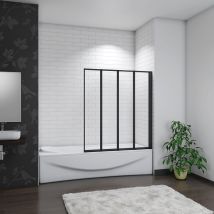 Aica Sanitaire - Aica 900x1400mm New Black Framed 4 Folding Pivot Shower Bath Screen Panel