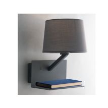 Luce Ambiente Design - Wandlampe Ciak Grau Mit Stoff Lampenschirm, Usb Lampe Mit Ladefunktion & Ablage