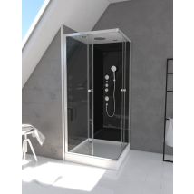 Marwell Duschkabine Black Square 90 X 90 X 215 Cm - Schwarz - Silber- Eckdusche - Komplettdusche - Dusche - Duschabtrennung - Duschwand - Schwarze 