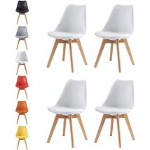 Mcc Direct - Set Of 4 Dining Chairs Designer Side Chairs Wooden Home Office Commercial Eva White