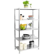 Edelstahl Regal Bis 200kg - 5 Ebenen Schwerlastregal 74x41x140 Metallregal Küche