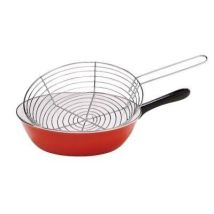 Padella Baumalu 26 cm – Acciaio smaltato – Cestello in filo d'acciaio – Bordo in acciaio inossidabile – Lavabile in lavastoviglie
