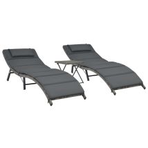 Perle Rare - Set De Muebles De Jardín Plegables 3 Pzas Ratán Sintético Gris Vidaxl