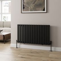 600x1060mm Designer Radiator Horizontal Black Flat Panel Rads Single Panel