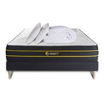 Komplettpaket Bett - Matratze 180x200 Cm + Boxspringbett Mit Lattenrost (im Set) + 2 Kopfkissen + Bettdecke - Ultra