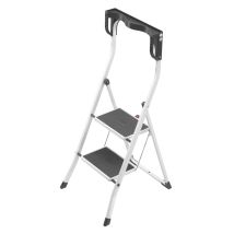 Hailo Taburete Plegable 2 Peldaños Blanco – Carga 150 kg – Altura 2,25 m – Escalones Antideslizantes