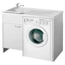 Lavatoio E Coprilavatrice In Pvc 109x60x89 Cm Forlani Tidy Bianco Lato Sinistro