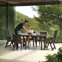 Sillón de exterior Legno – Resina marrón – Apilable – Ideal para jardín o terraza