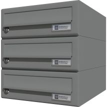 Ju - Hausbrieffachanlage 3-teilig, 300 X 330 X 380 Mm, Stahl Grau Ral 9007